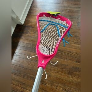 Girls STX Lacrosse Fortress 100 Complete Stick with Crux Mesh Pocket Punch Pink